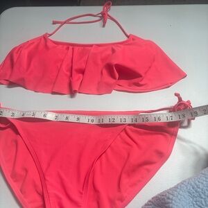 George‎ Pink Ruffle Flounce Bikini Set Size XL Two Piece Swimsuit Beach Vacation